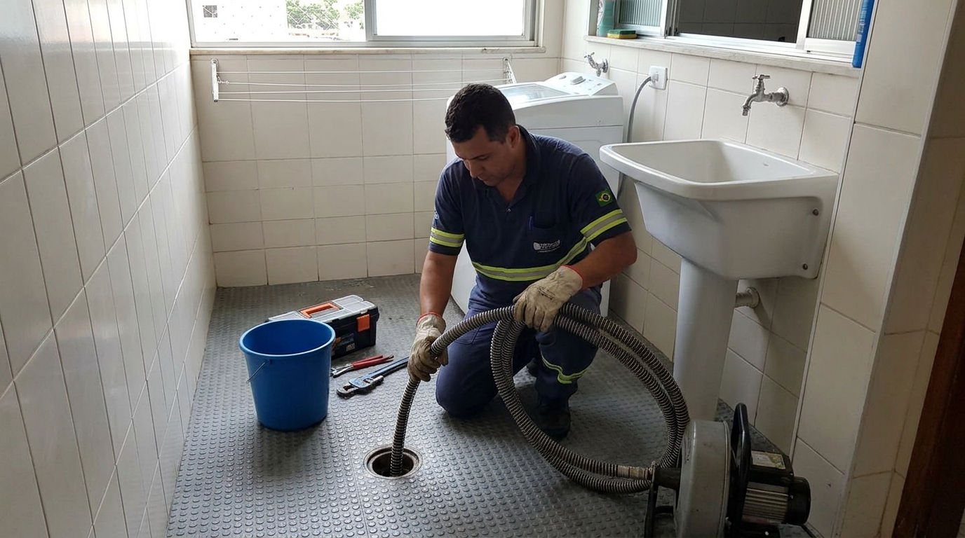 Desobstrução na Cozinha na Cidade Jardim, Maringá‑PR