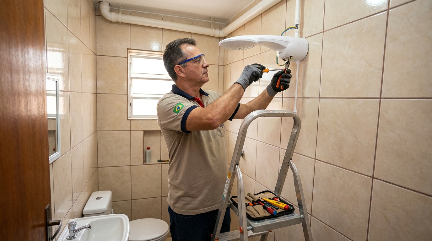 Substituição de Chuveiro Antigo na Cidade Jardim, Maringá‑PR